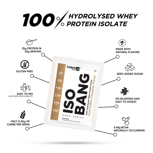 25g Hydrolyzed Whey Protein Isolate | Cold Coffee Cinnamon | 30g Sachet (PO5)